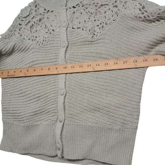 NWT Zara Combined Crochet Knit Cardigan Sweater Womens Small Green Cottagecore - Picture 14 of 15